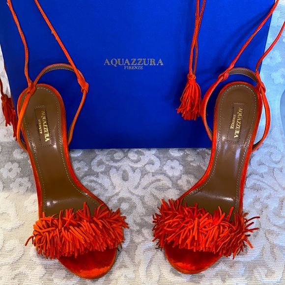 Aquazzura Suede Clementine Strappy Heels - Picture 1 of 6